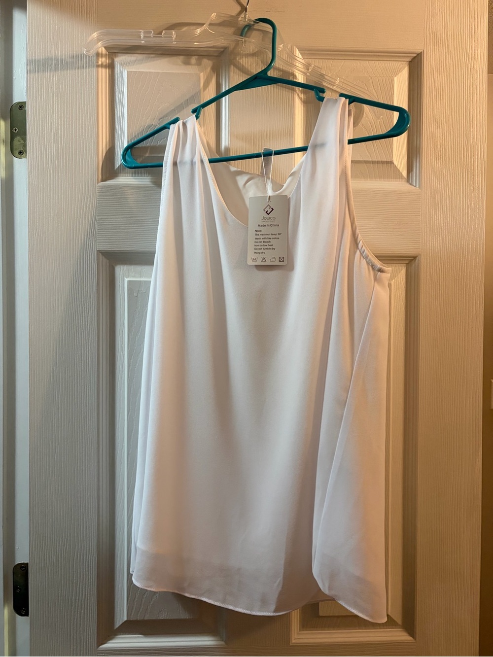 Women's White Chiffon Tank Top - Large